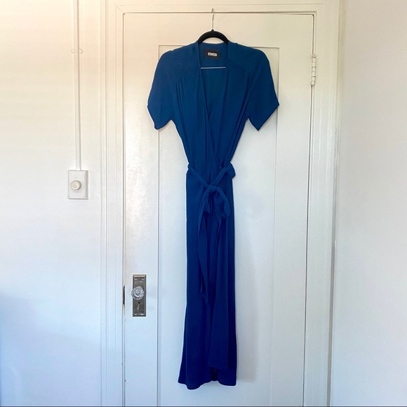 Reformation Peacock Blue Teal Wrap Dress - Picture 4 of 5